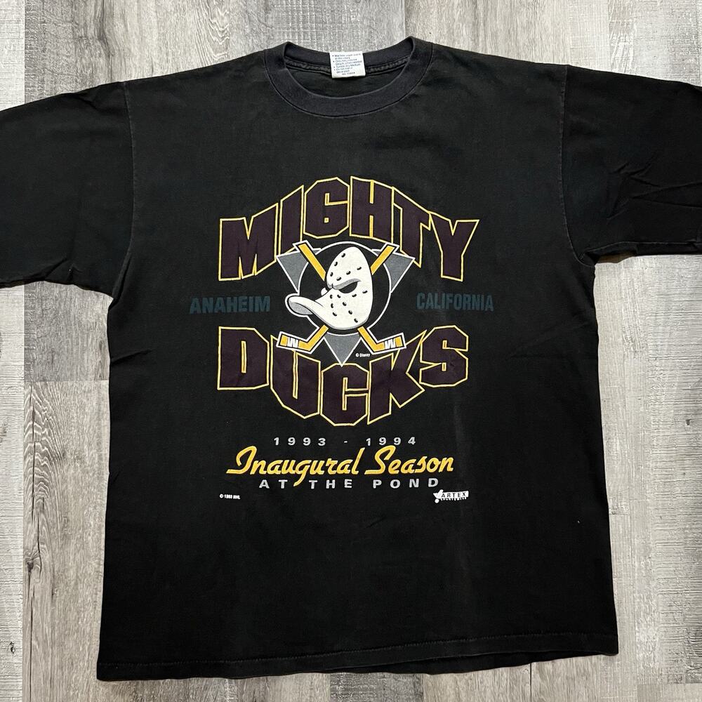 Vintage Mighty Ducks T Shirt 1994 Inaugural Season NHL Anaheim Hockey T Shirt XL